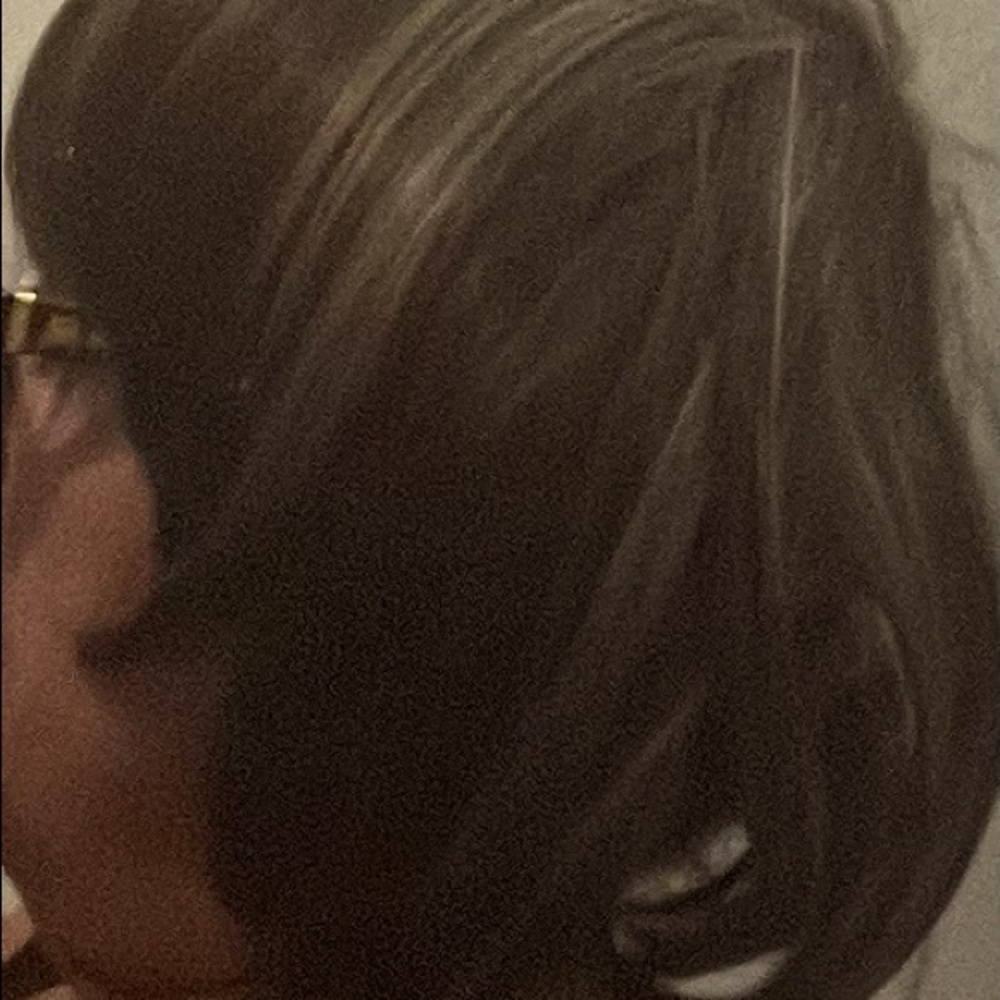 Synthetic wig in dark brown with silver highlights